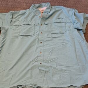 Men's L.L. Bean Light Green/Blue Casual Button-Down Shirt